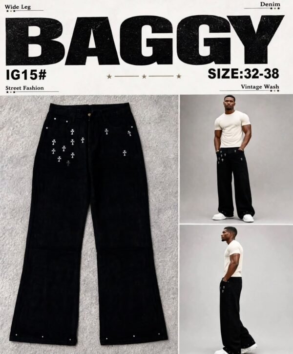 Black denim jeans